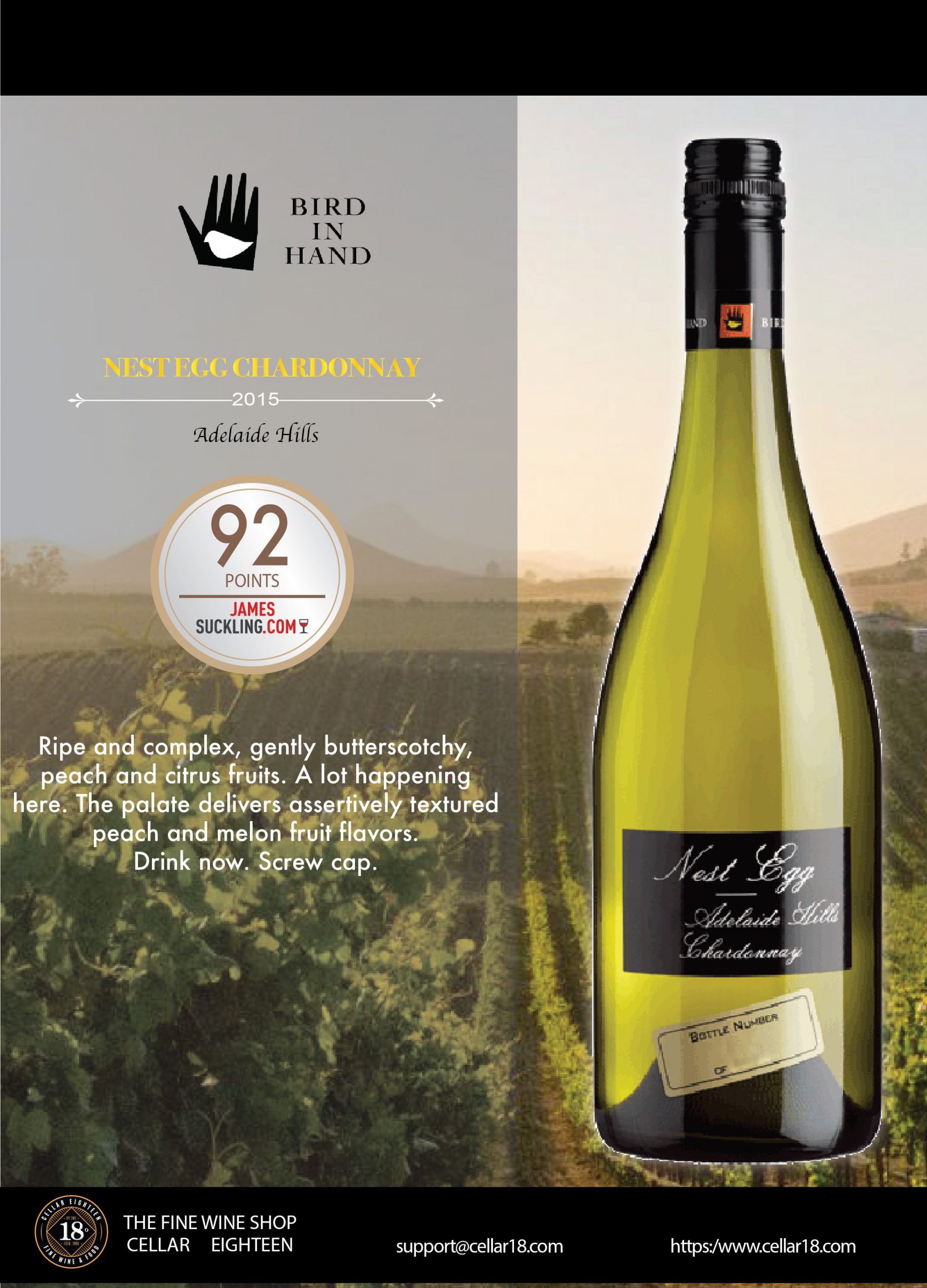 BIRD IN HAND NEST EGG CHARD 19 Cellar 18 Fine Wine & Food